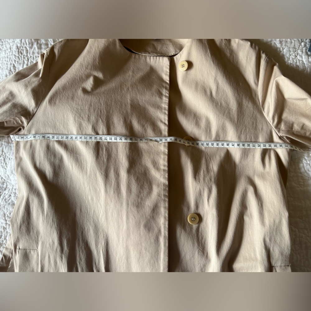 Beige COS collarless cotton trench coat, size 36, us 6 - Picture 7 of 8